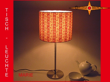 Small table lampe MARIE out of vintage fabric in red white