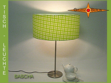 Tischleuchte SASCHA Ø 45 cm Tischlampe Grün Karo