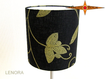 Little table lamp black LENORA linen with gold flowers