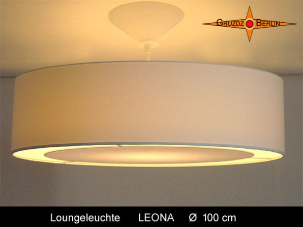 Grosse Loungeleuchte LEONA Ø100 cm Pendellampe mit Lichtrand-Diffusor