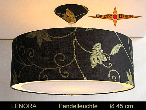 Loungeleuchte schwarz gold LENORA Ø45 cm Hängelampe Lichtrand Diffusor