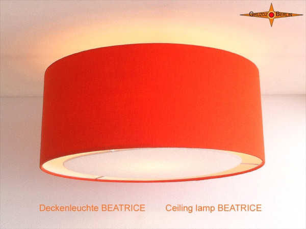 Orange Deckenlampe aus Leinen BEATRICE Ø70 cm Deckenleuchte mit Diffusor