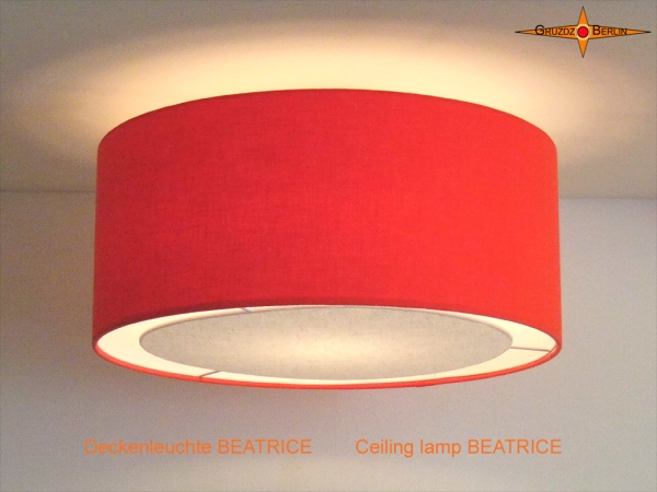 Orange Deckenlampe aus Leinen BEATRICE Ø70 cm Deckenleuchte mit Diffusor