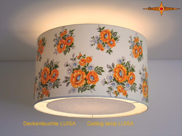 Deckenlampe aus Vintagestoff LUISA Ø50 cm Deckenleuchte mit Diffusor