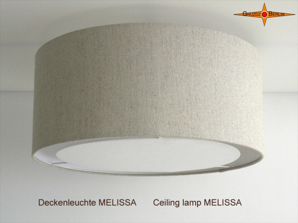 Linen ceiling lamp with diffuser MELISSA Ø45 cm Country style ceiling light