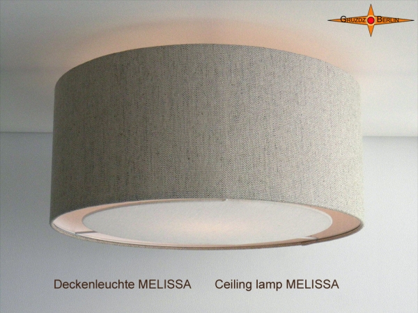 Linen ceiling lamp with diffuser MELISSA Ø45 cm Country style ceiling light