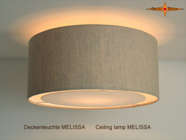 Linen ceiling lamp with diffuser MELISSA Ø45 cm Country style ceiling light