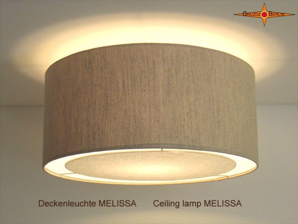 Linen ceiling lamp with diffuser MELISSA Ø45 cm Country style ceiling light