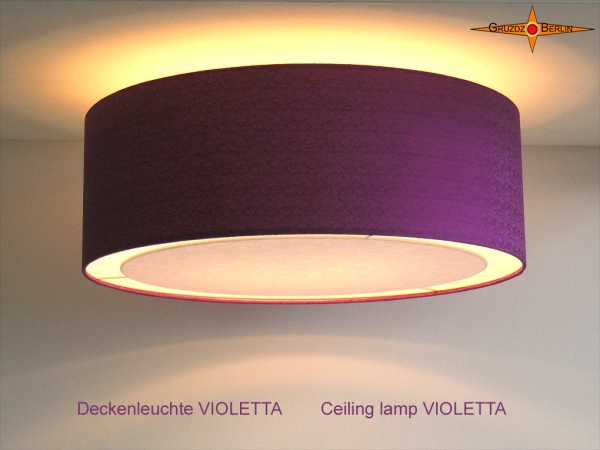Lila Deckenleuchte VIOLETTA Ø 60 cm Deckenlampe aus edler Seide mit Diffusor