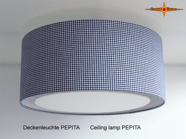 Deckenlampe PEPITA Ø60 cm schwarz weiß kariert mit Lichtrand Diffusor