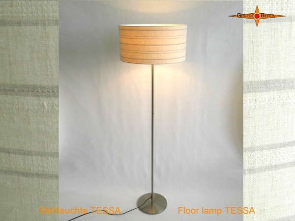 Gestreifte Stehlampe aus Leinen TESSA beige