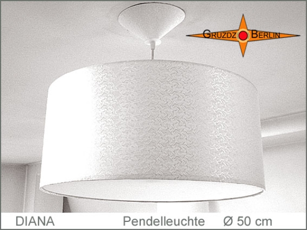 Weisse Seidenlampe DIANA Ø50 cm Hängelampe mit Diffusor Satin