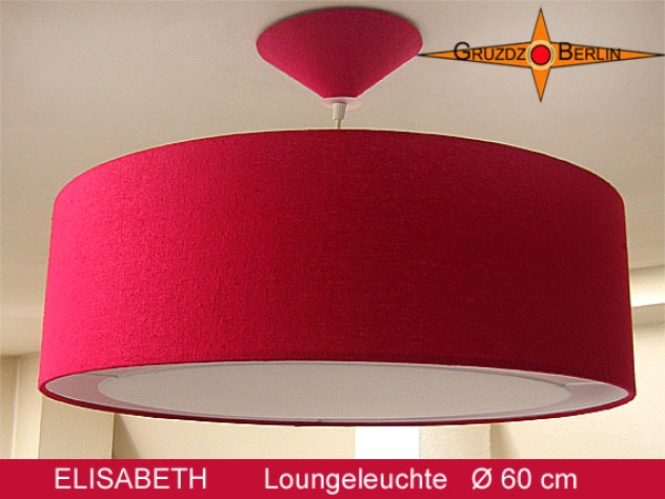 Rote Lampe aus Seide ELISABETH Ø60 cm Hängelampe mit Lichtrand Baldachin