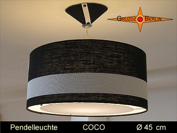 Pendant Lamp Black White COCO Ø45 cm pendant lamp with diffuser linen