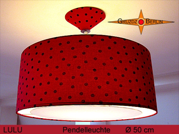 Pendant lamp dotted lika a ladybug LULU Ø50 cm lamp dots black on red