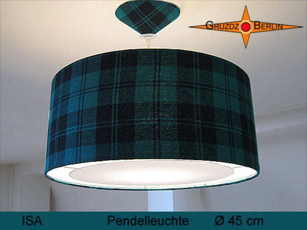 Checkered lamp ISA Ø45 cm pendant lamp with light edge canopy silk