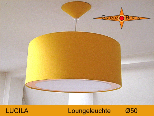 Pendellampe Gelb Loungeleuchte LUCILA Ø50 cm mit Diffusor Lichtrand