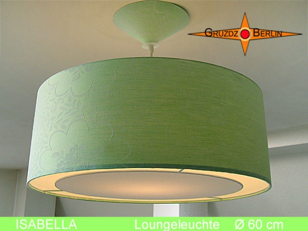 Grüne Hängelampe ISABELLA Ø60 cm Damastleuchte Diffusor Lichtrand