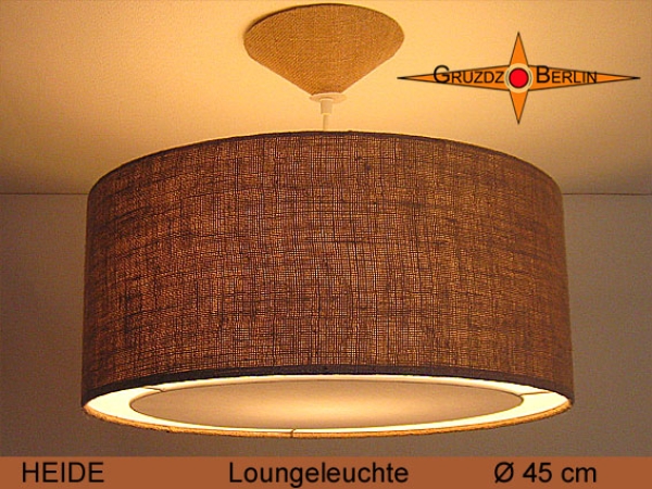 Jute hanging lamp HEIDE Ø45 cm Pendant light with light edge diffuser