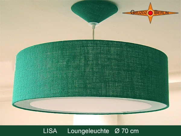 Grüne Lampe aus Jute LISA Ø 70cm Pendellampe mit Difffusor