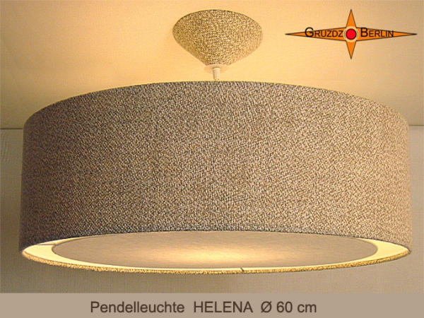 Große Lampe HELENA Ø60 cm Hängelampe mit Diffusor Leinen