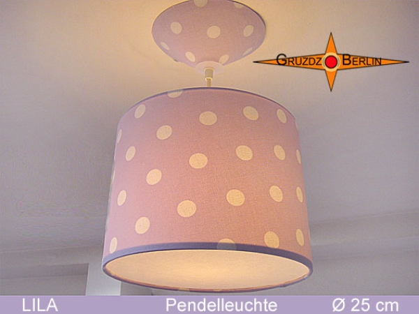 Kleine Hängelampe LILA Ø 25 cm mit Punktemuster und Diffusor