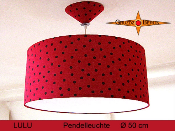 Schwarz Rot gepunktete Lampe LULU Ø50 cm Hängelampe mit Diffusor im Marienkäfer Design