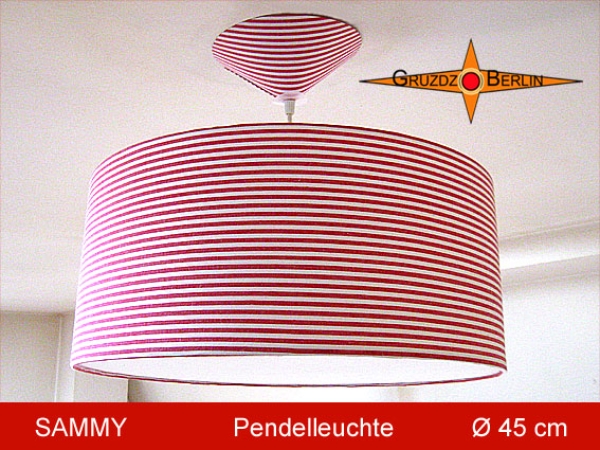 Leuchte SAMMY Ø 45 cm Pendellampe geringelt Rot mit Diffusor