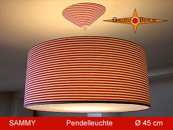 Leuchte SAMMY Ø 45 cm Pendellampe geringelt Rot mit Diffusor