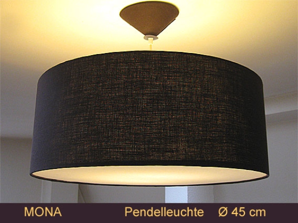 Pendant lamp dark brown linen MONA Ø45 cm Lounge lamp with diffuser