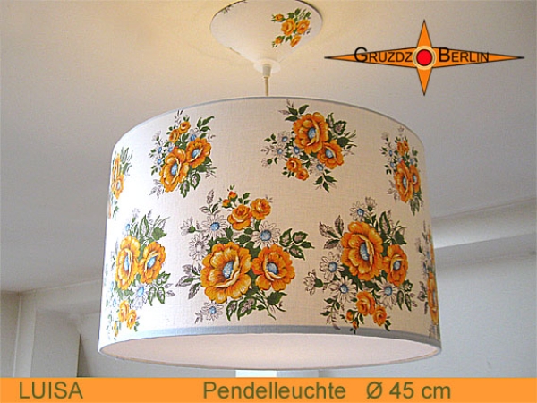 Vintage Hängelampe geblümt LUISA Ø45 cm Pendellampe mit Diffusor