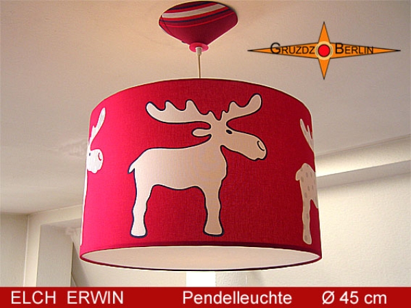 Kinderzimmerlampe ELCH ERWIN Ø45 cm Pendelleuchte rot