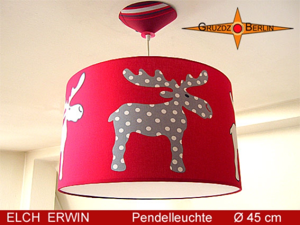 Kinderzimmerlampe ELCH ERWIN Ø45 cm Pendelleuchte rot