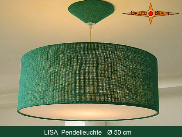 Hängelampe aus grüner Jute LISA Ø50 cm Pendelleuchte mit Diffusor