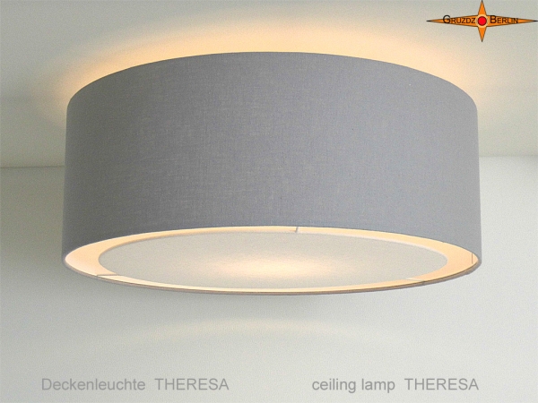 Gray ceiling lamp THERESA Ø50 cm with light edge diffuser
