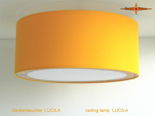 Gruzdz-Berlin: Leuchten, Lampenschirme, Lichtobjekte - Deckenlampe in  leuchtendem warmen Orange aus Leinen