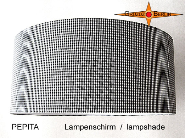 Lampenschirm PEPITA Ø 45 cm Klassiker Schwarz Weiß