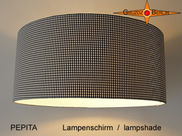 Lampenschirm PEPITA Ø 45 cm Klassiker Schwarz Weiß