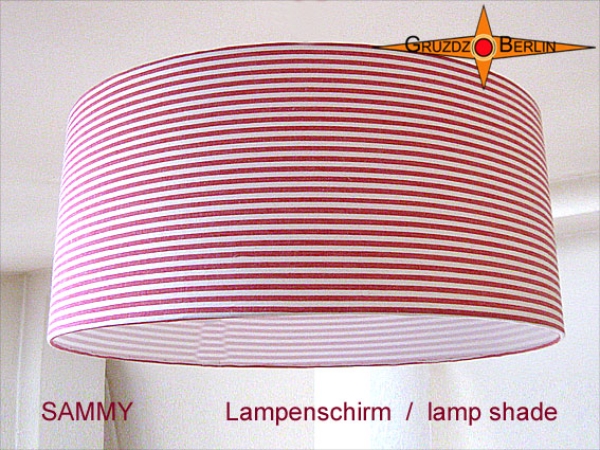 Lamp shade SAMMY Ø 45 cm red white stripes ring