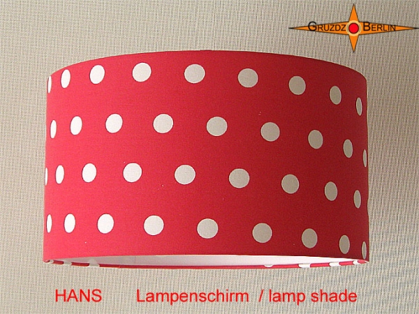 Lampenschirm gepunktet HANS Ø35 cm Punkte Weiss Rot
