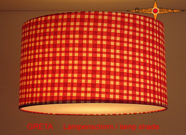 Rot karierter Lampenschirm  GRETA Ø35 cm Kinderlampe