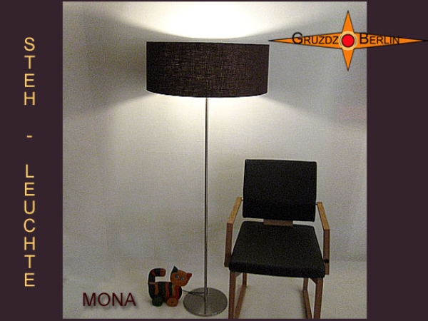 Brown floor lamp MONA of dark brown linen
