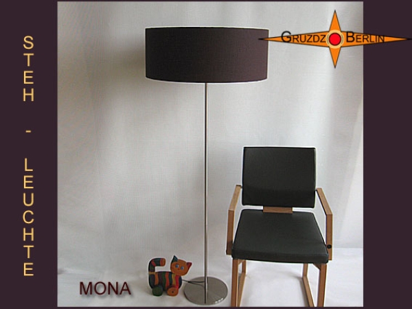 Brown floor lamp MONA of dark brown linen