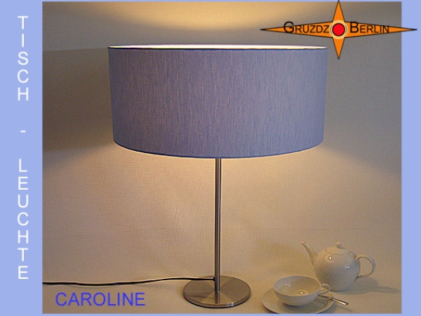 Tischleuchte blau CAROLINE Tischlampe Leinen Blau