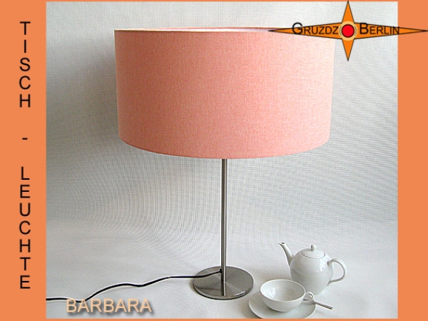 Tischleuchte lachsfarben BARBARA Tischlampe Leinen