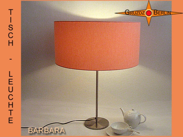 Tischleuchte lachsfarben BARBARA Tischlampe Leinen