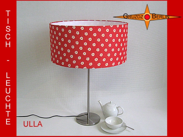 Rote Tischleuchte mit Punkten und Blumenmuster ULLA Tischlampe