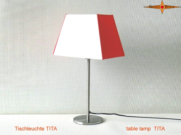 Rectangular table lamp orange white TITA made of linen