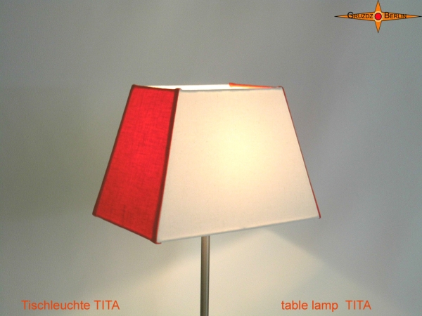 Rectangular table lamp orange white TITA made of linen
