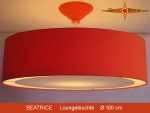 Orange Lampe aus Leinen BEATRICE 100cm Diffusor XXL Hängelampe